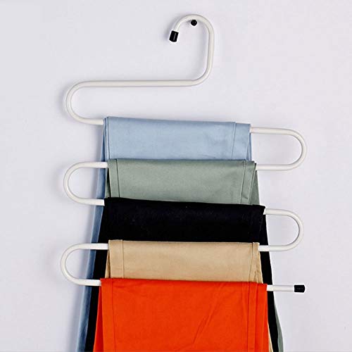 Everbuy® Metal S-Shape 5 Layers Magic Hanger for Wardrobe, Sarees, Pants, Scarfs & Other Clothes Multi Purpose Hanger, Made in India (Assorted Colour) - Image 2
