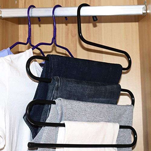 Everbuy® Metal S-Shape 5 Layers Magic Hanger for Wardrobe, Sarees, Pants, Scarfs & Other Clothes Multi Purpose Hanger, Made in India (Assorted Colour) - Image 3