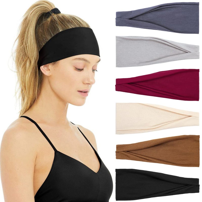 Huachi Women's Headbands Non Slip Headbands for Women's Hair Fashion Head Band Workout Yoga Sports Exercise Sweatbands Summer Hair Accessories Elastic Hairbands - Image 1
