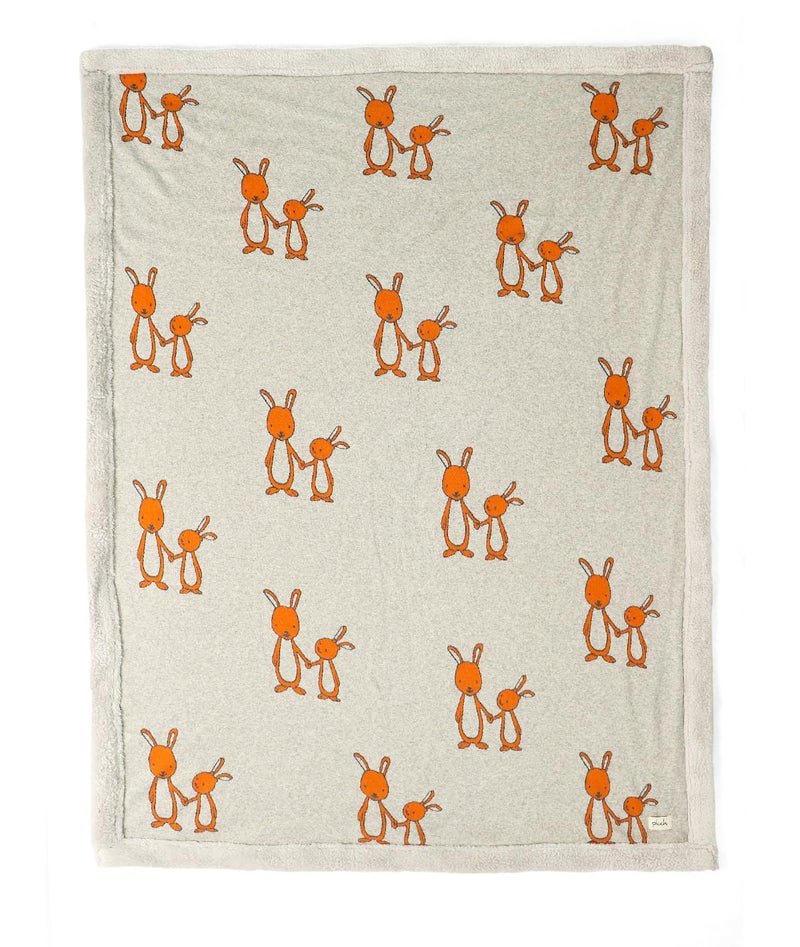 Pluchi Mumma Baby Bunny Grey Color Knitted Blanket with Faux Fur Back for Babies 80 cm x 100 cm - Image 1