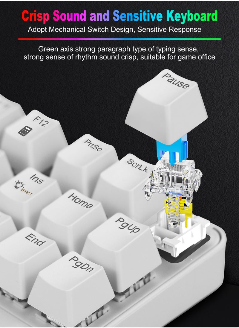 Necomi - 87-Key Wired Gaming Keyboard, RGB Mechanical Keyboard, 17 Lighting Effects for Windows/MacOS/Android and PC Gamers (White) - Image 1