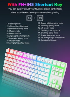 Necomi 87-Key Wired Gaming Keyboard, RGB Mechanical Keyboard, 17 Lighting Effects for Windows/MacOS/Android and PC Gamers (White)  - Image 4