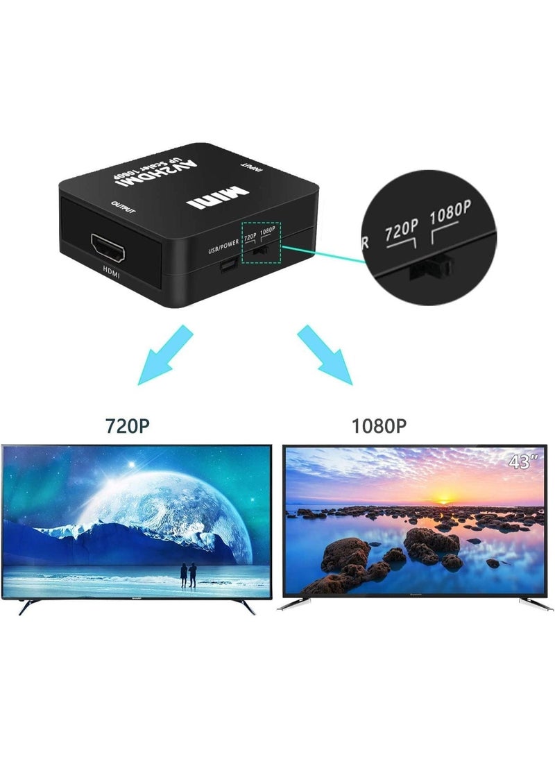 RCA to HDMI Converter, AV to HDMI Adapter with USB Power, 720P/1080P Output, Composite CVBS Video Audio Converter for TV, DVD, VCR, Gaming Console, Plug and Play, PAL/NTSC Compatible, Black - Image 4