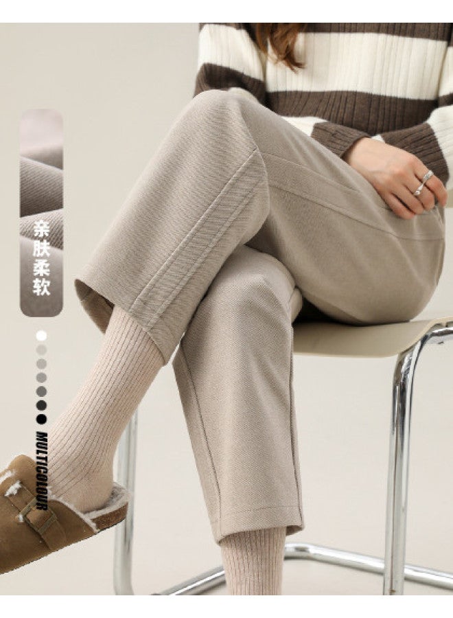 Hstyle Women's Woolen Harem Pants 2025 Spring/autumn High-end Versatile Slimming Petite Suit Cigarette Pants - Image 1