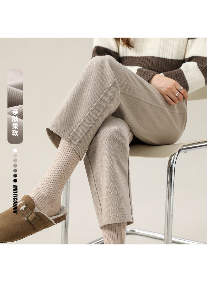 Hstyle Women's Woolen Harem Pants 2025 Spring/autumn High-end Versatile Slimming Petite Suit Cigarette Pants - Image 2
