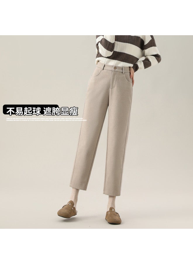 Hstyle Women's Woolen Harem Pants 2025 Spring/autumn High-end Versatile Slimming Petite Suit Cigarette Pants - Image 5