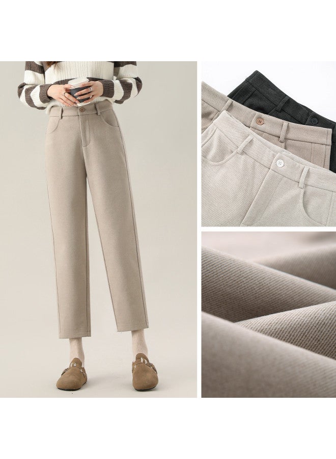 Hstyle Women's Woolen Harem Pants 2025 Spring/autumn High-end Versatile Slimming Petite Suit Cigarette Pants - Image 4