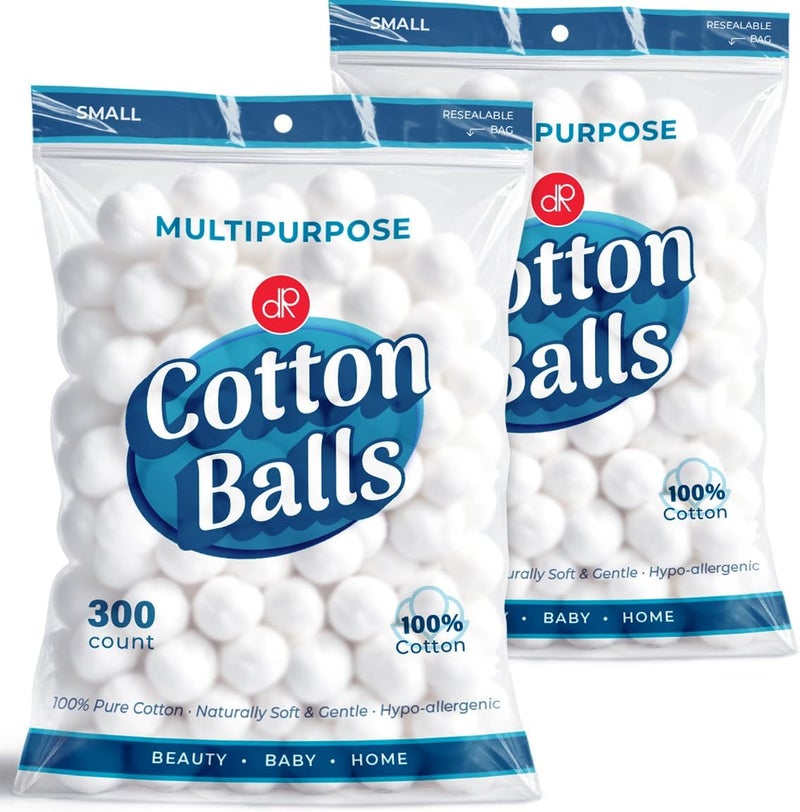DecorRack 600 ct Small Cotton Balls, 100% Pure Natural Cotton, for Make-Up, Nail Polish Removal, Pet Care, Soft and Absorbent (Pack of 600) - Image 1