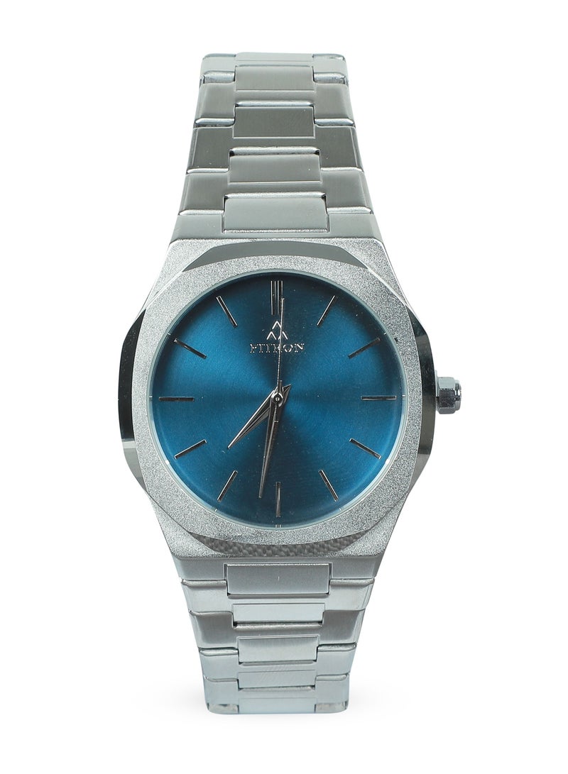 Fitron Men's Silver Wrist Watch with Dark Blue Dial - Image 1