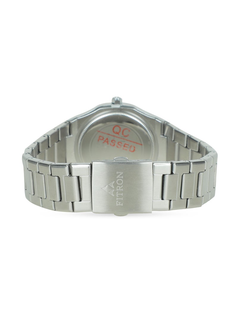 Fitron Men's Silver Wrist Watch with Dark Blue Dial - Image 3