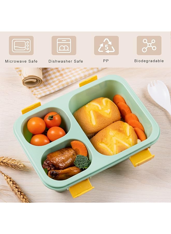 KASTWAVE 3 Pack Bento Lunch Box For Kid Adults Toddler, With 3 Compartments Reusable Food Containers Meal Prep For School, Work, And Travel, Lunch Bento Box Set Of 3,Microwave,Dishwasher,Bpa Free - Image 4