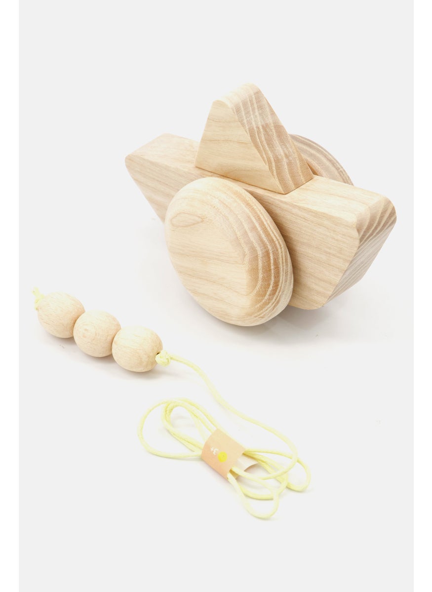 Babai - Wooden Pull Go Push Ship Toy, Natural - Image 1