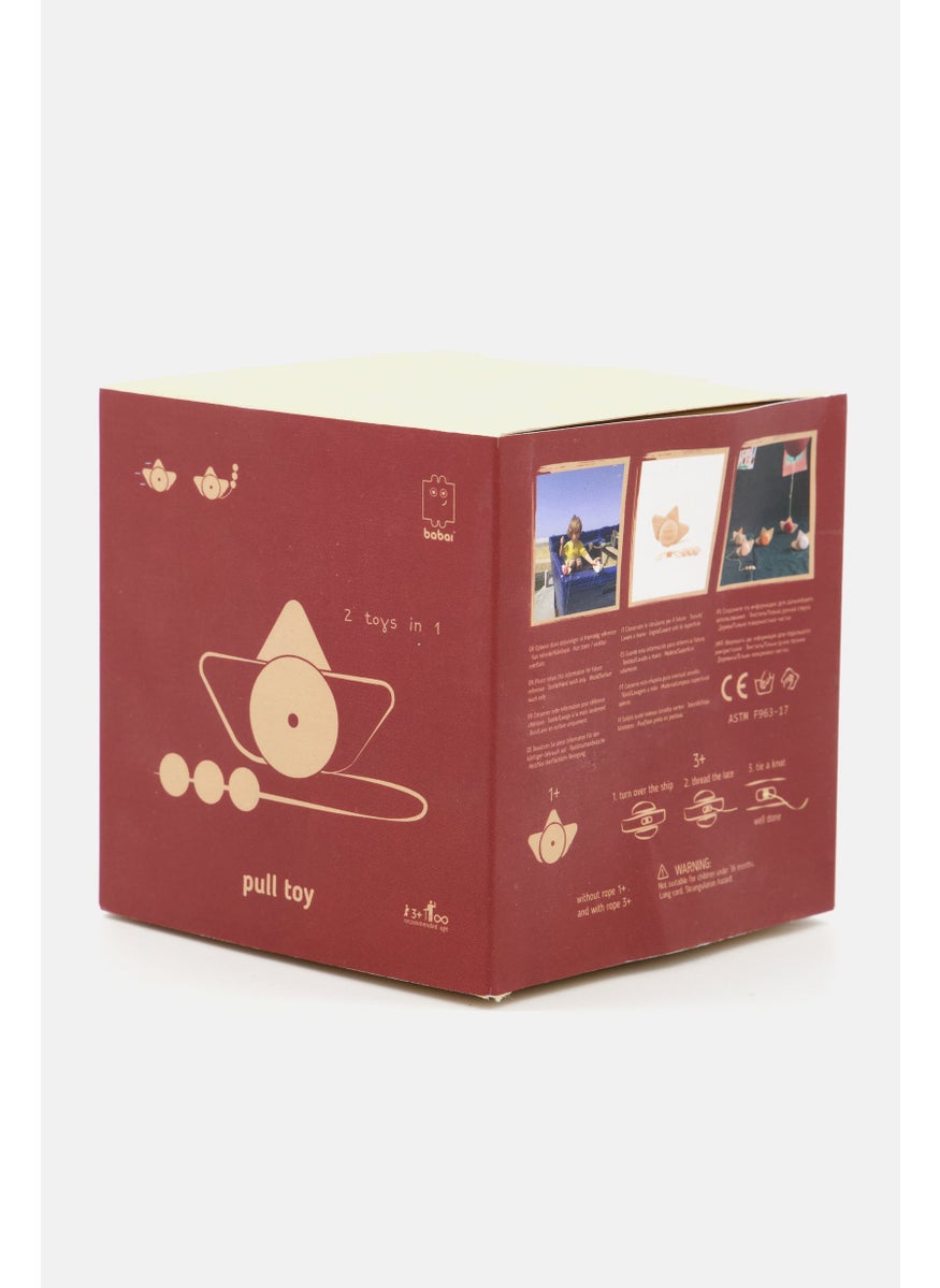 Babai - Wooden Pull Go Push Ship Toy, Natural - Image 1