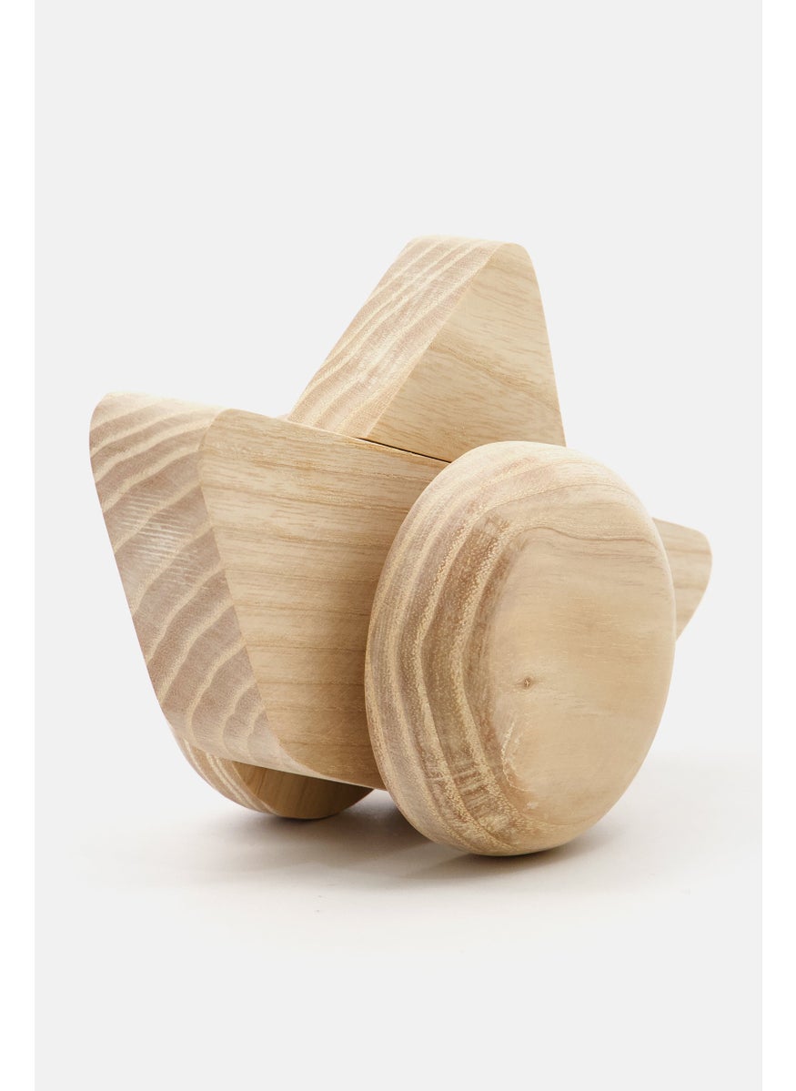 Babai - Wooden Pull Go Push Ship Toy, Natural - Image 1