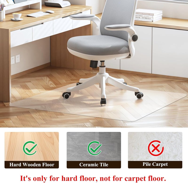 SHAREWIN Office Chair Mat for Hard Floors - 45''×53'',Heavy Duty Clear Wood/Tile Floor Protector PVC Transparent - Image 2