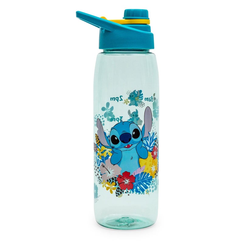 Silver Buffalo Disney Lilo and Stitch Tropical Hydration Tracker Schedule Water Bottle with Screw-On Lid, 28 Ounces - Image 1