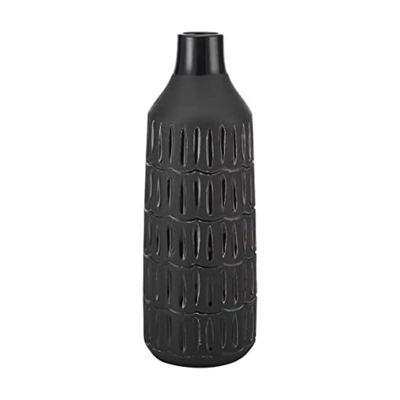 Elements 492x492x1378 Inch Black Textured Ceramic Bottle Vase