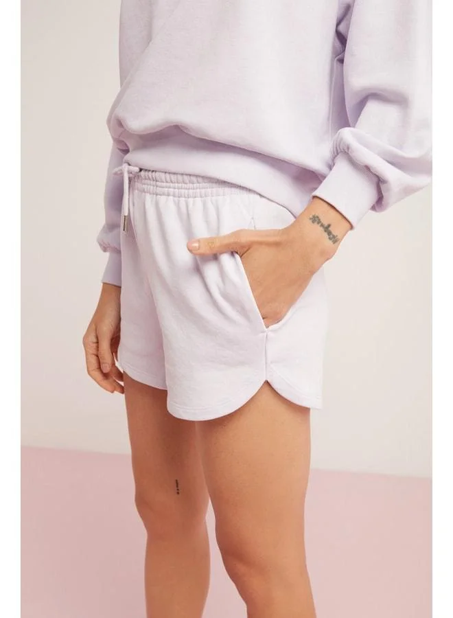 Ethiquet Tasha Women's Cotton Three-Strand Sherpa Soft Corded Short Elastic Lilac Shorts.