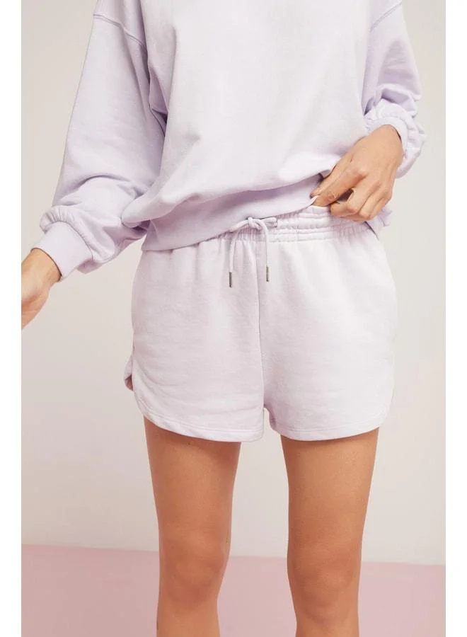 Ethiquet Tasha Women's Cotton Three-Strand Sherpa Soft Corded Short Elastic Lilac Shorts.