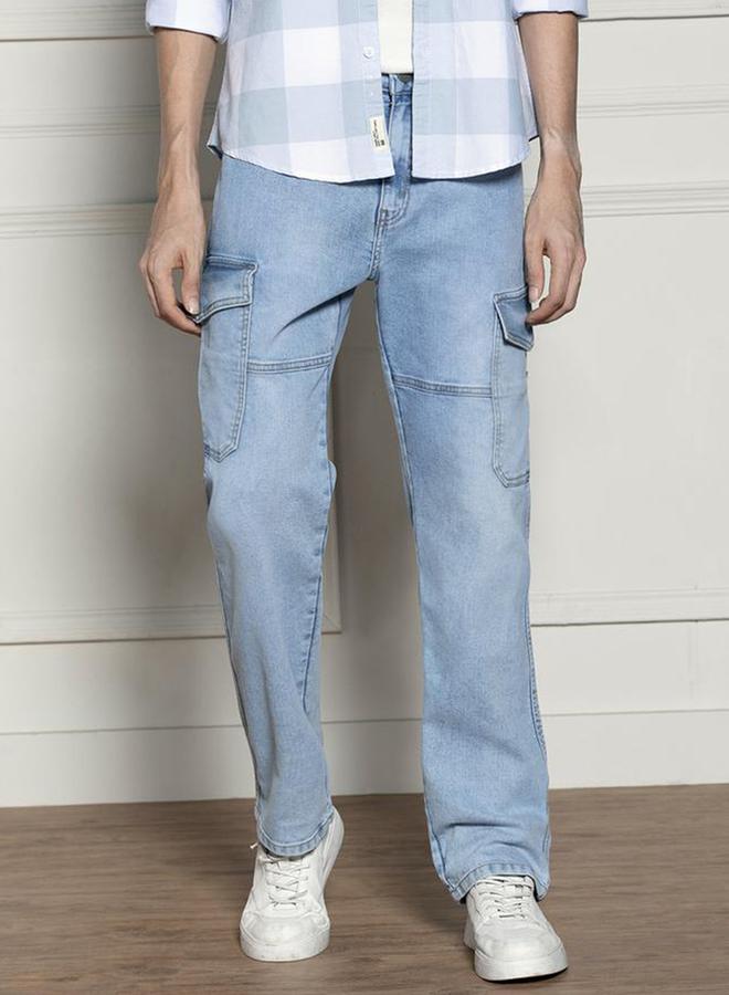 Dennis Lingo Mid Rise Relaxed Fit Light Fade Stretchable Jeans by Styli - Image 1