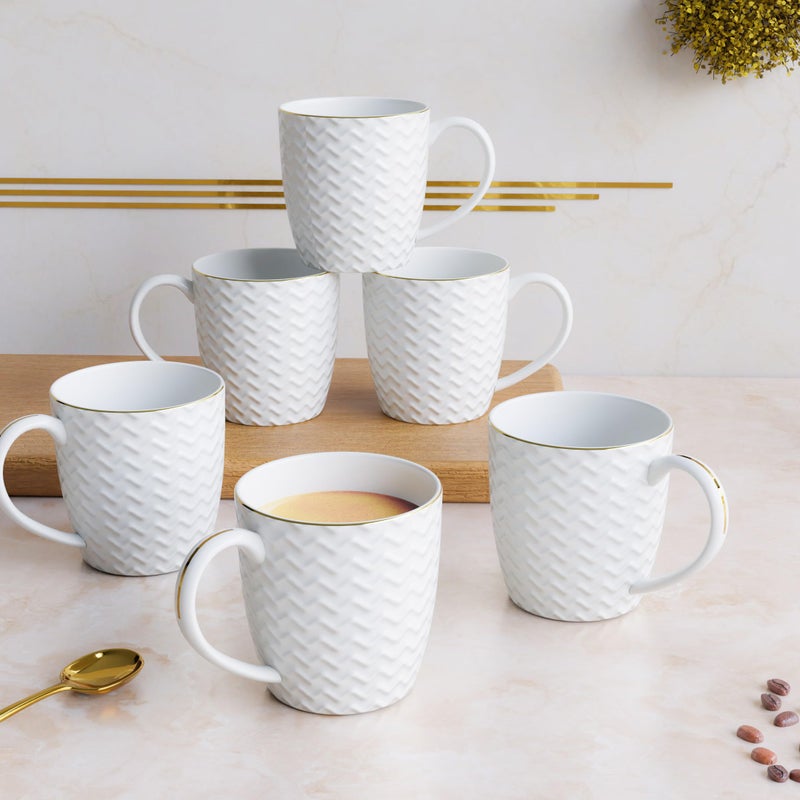 The Earth Store Wave Bone China Tea Cups Set of 6 | Coffee Cups | Chai/Tea Cups | Microwave and Dishwasher Safe | Perfect for Every Occasion, Diwali Gifts for Family and Friends | 200ML - Image 4