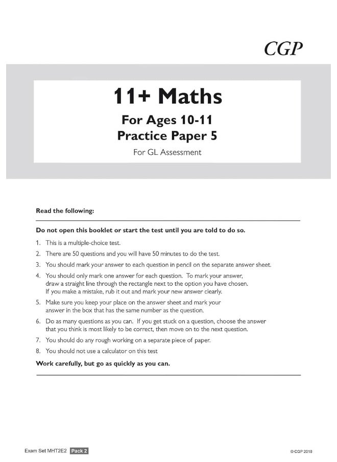 null - 11+ GL Maths Practice Papers: Ages 10-11 - Pack 2 (with Parents' Guide & Online Edition) - Image 1