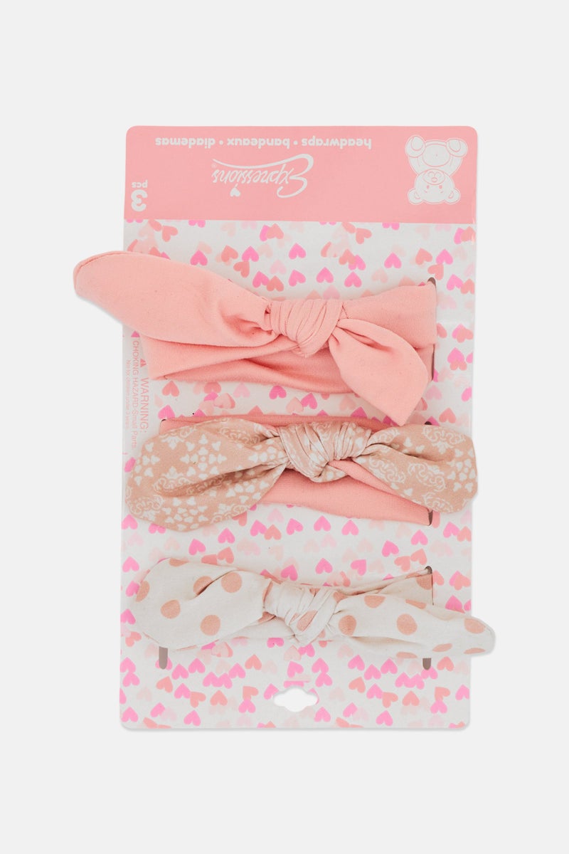 Expressions Toddlers Girl 3 Pieces Headwrap With Bow Set, Multicolor - Image 1