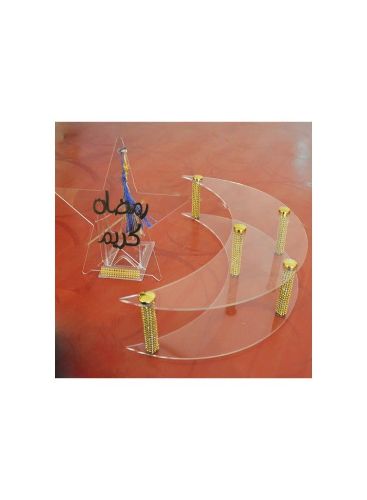 WAVY Acrylic crescent set for serving food and Ramadan Kareem star decor