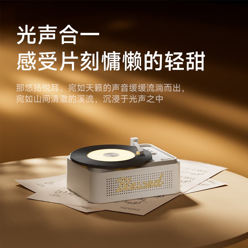 Little Lucky Wireless Bluetooth Speaker Retro Vinyl Record Turntable High Quality Desktop Portable Creative Home Speaker - Image 3