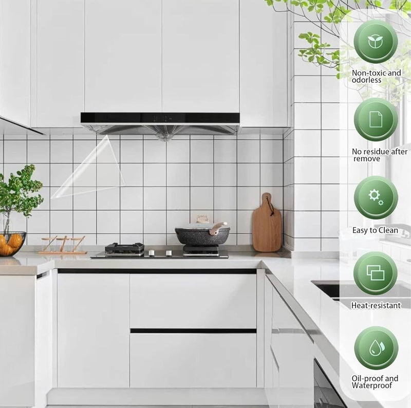 WISDOM WISDOM Plain Kitchen Stickers Wall Oil Proof Peel Stick for Kitchen Tiles Behind Gas Stoves Sink Wash Basin Sticker with UV Coated Film on Vinyl Size 12 X 48 INCH - Image 2