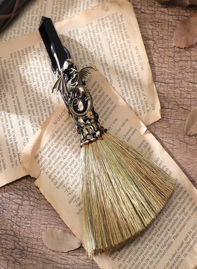 مكنسة مذبح كريستالية ساحرة من رينيميغو - مستلزمات السحر والشعوذة، ديكورات ويكان، مستلزمات مذبح التنين مع حجر الأوبسيديان الأسود، أحجار شفاء طبيعية، طاقة ريكي، تنظيم عاطفي، جلب الثروة، حرف يدوية - Image 3
