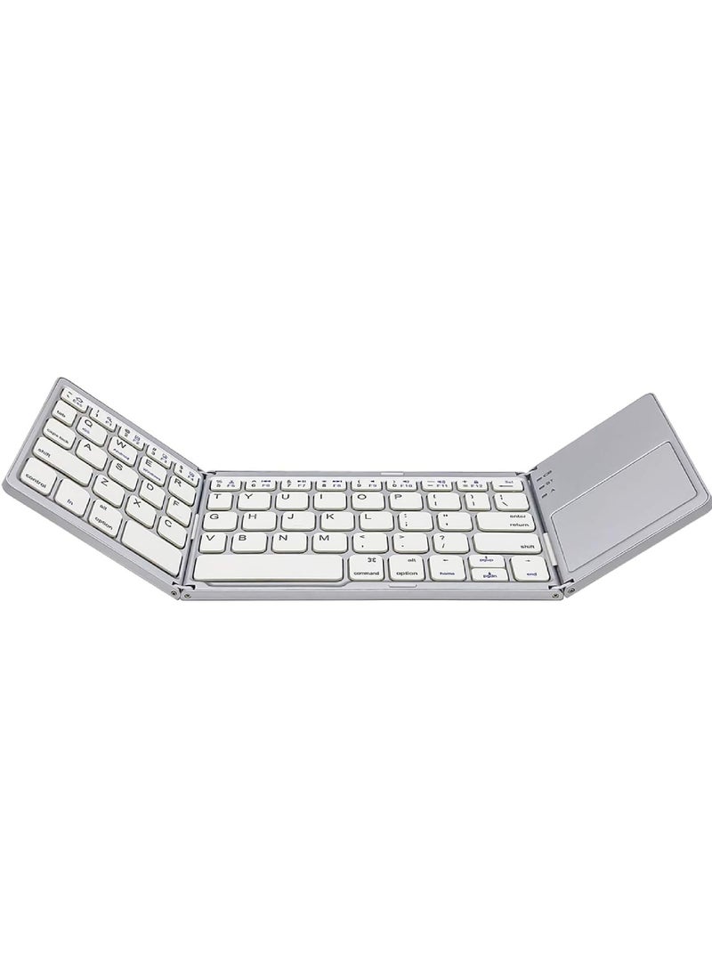 Rock Pow - Foldable Bluetooth Keyboard with Touchpad Rechargeable Portable Wireless Mini Keyboard for PC Tablet Samsung Android iOS Smartphone - Image 1