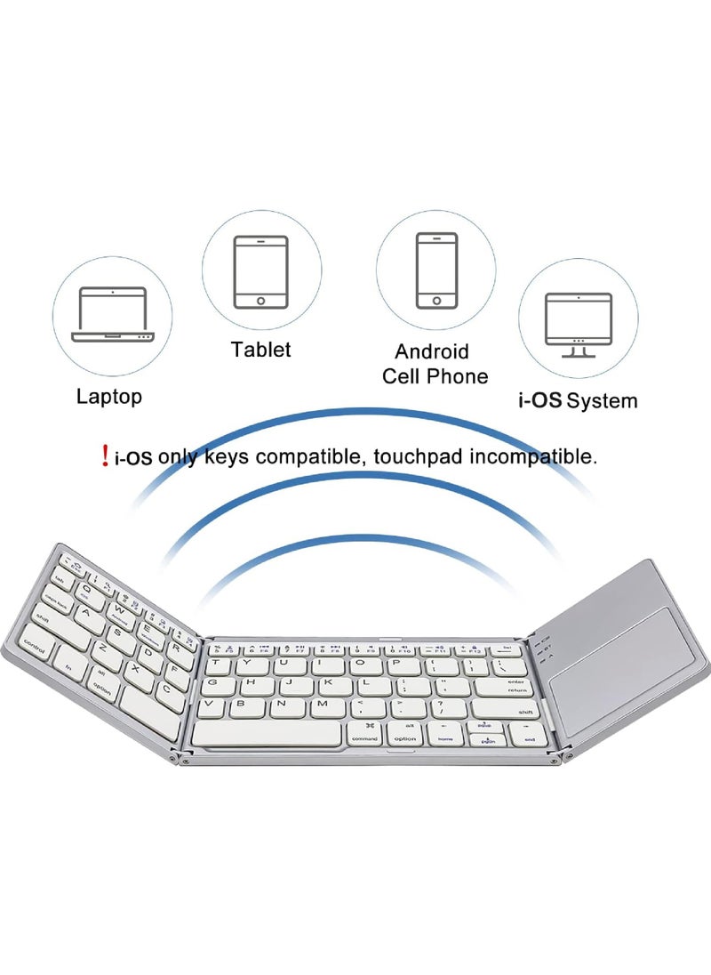 Rock Pow - Foldable Bluetooth Keyboard with Touchpad Rechargeable Portable Wireless Mini Keyboard for PC Tablet Samsung Android iOS Smartphone - Image 1