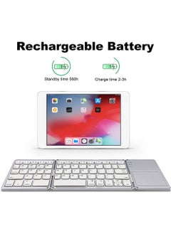 Rock Pow Foldable Bluetooth Keyboard with Touchpad Rechargeable Portable Wireless Mini Keyboard for PC Tablet Samsung Android iOS Smartphone  - Image 4