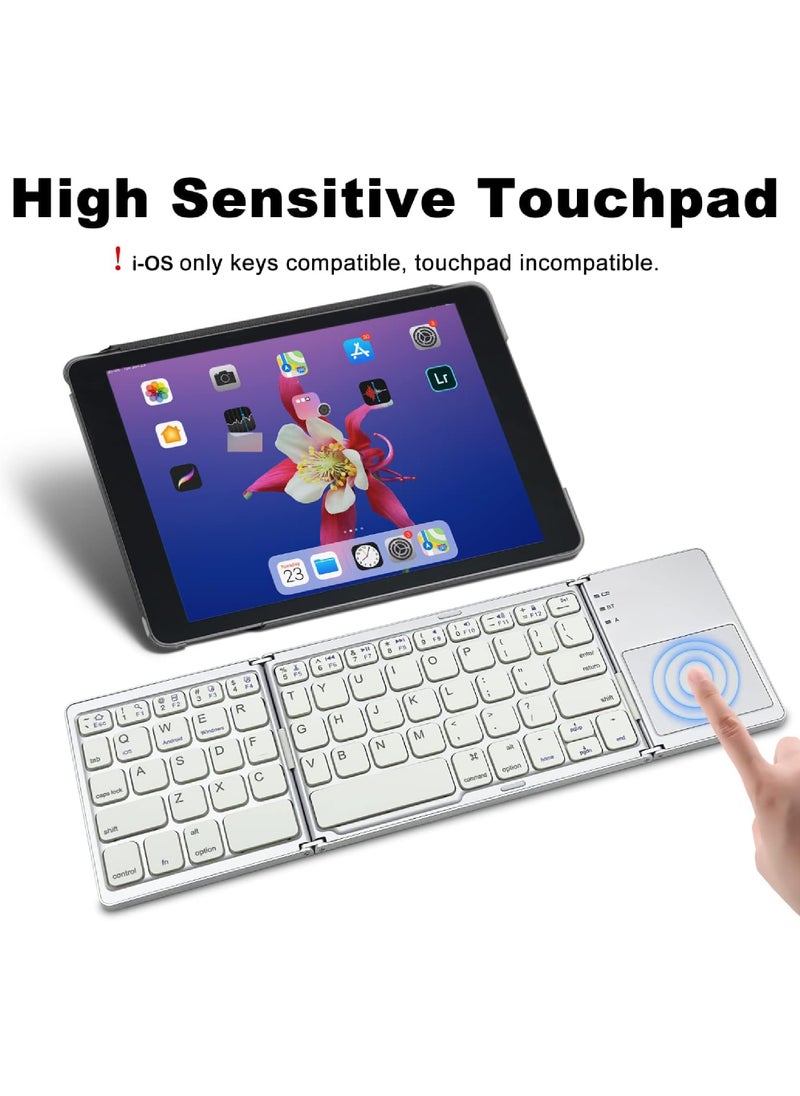 Rock Pow - Foldable Bluetooth Keyboard with Touchpad Rechargeable Portable Wireless Mini Keyboard for PC Tablet Samsung Android iOS Smartphone - Image 1