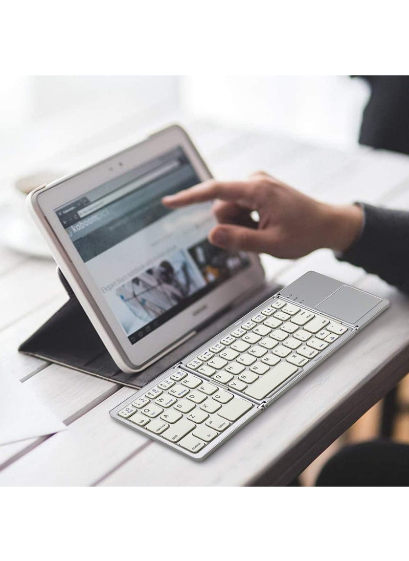 Rock Pow - Foldable Bluetooth Keyboard with Touchpad Rechargeable Portable Wireless Mini Keyboard for PC Tablet Samsung Android iOS Smartphone - Image 1