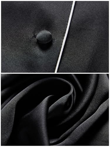 Lonxu Womens Silk Satin Pajamas Set Sleepwear Loungewear Black L - Image 5