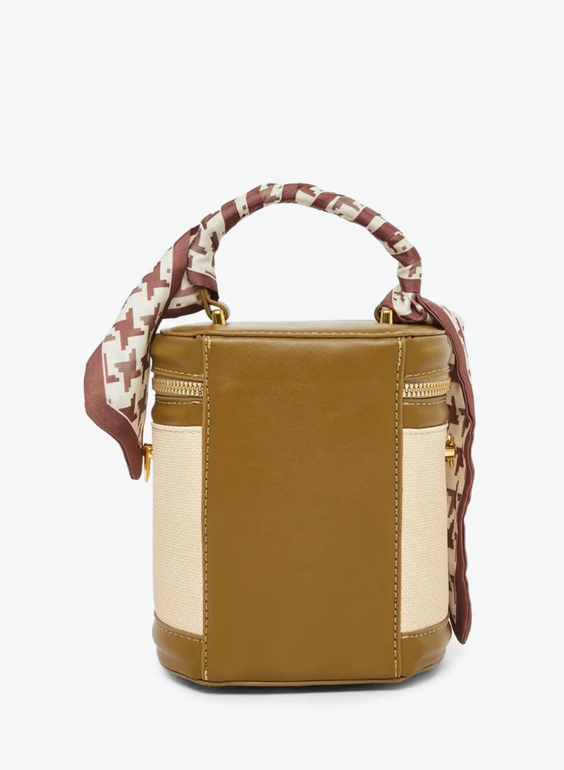 Styli Barrel Bucket Bag with Scarf Detail