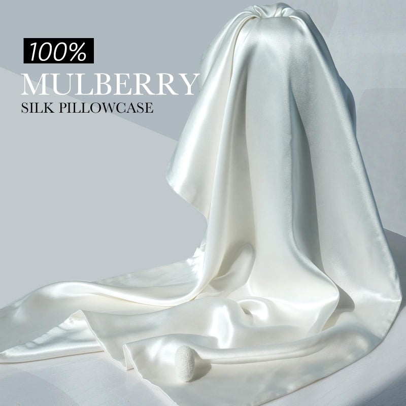 J JIMOO 100% Mulberry Silk Pillowcase for Hair and Skin, 22 Momme Pure Natural Silk Pillow Case Both Sided with Zipper, Pillow Cover for Women Mom Men (Ivory White, Standard 20''Ã—26'', 2 Pack) - Image 4