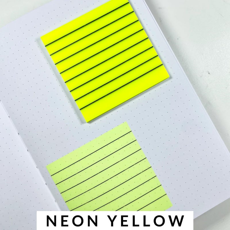 SHUTTLE ART Lined Sticky Note Pads, 50 Sheet Transparent Sticky Notes, Self Stick Lined Memos for School Office Supplies, Waterproof, Memo Pads Easy to Post, Colors Bright (Lined Yellow Sticky Notes) - Image 2