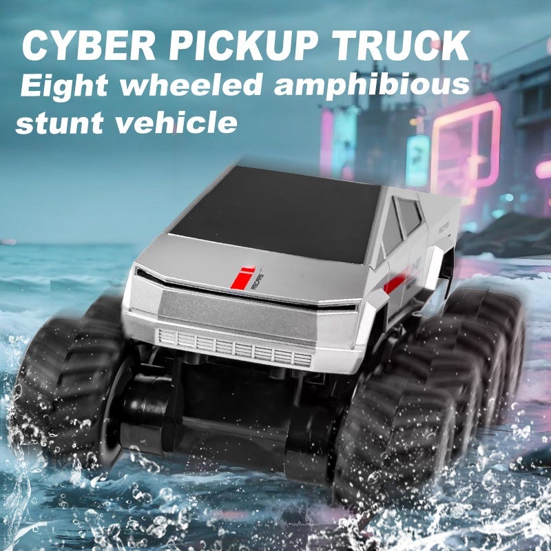 JJRC Amphibious Stunt Car 24x15x12 CM Silver 2.4G Long-Distance Control - 360° Rotation Remote Control Car for Land Water Adventures - Image 4