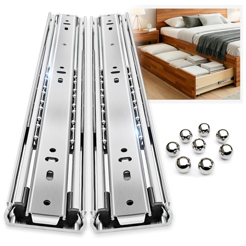 YENUO Heavy Duty Drawer Slides Full Extension Side Mount 12 14 16 18 20 22 24 26 28 30 32 34 36 40 Inch Metal Rails Track Guide Glides Runners 150 Lbs 1 Pair (Without Lock, 22 inch) - Image 1