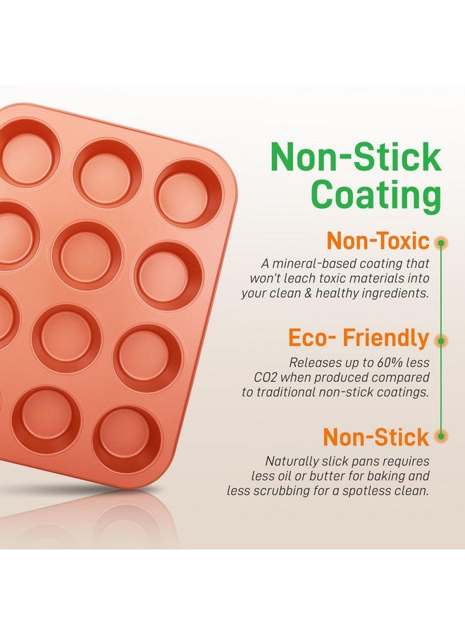 NutriChef 10-Piece Nonstick Oven Baking Pan Set - Premium Carbon Steel Bakeware w/Cookie Sheets, Loaf & Cupcake Pans, Perforated Crisper Pans, Round & Square Roasting Pans, Easy to Clean - Copper - Image 4