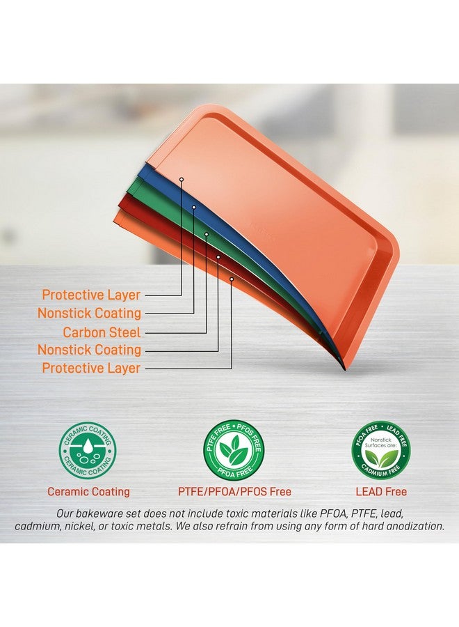 NutriChef 10-Piece Nonstick Oven Baking Pan Set - Premium Carbon Steel Bakeware w/Cookie Sheets, Loaf & Cupcake Pans, Perforated Crisper Pans, Round & Square Roasting Pans, Easy to Clean - Copper - Image 3