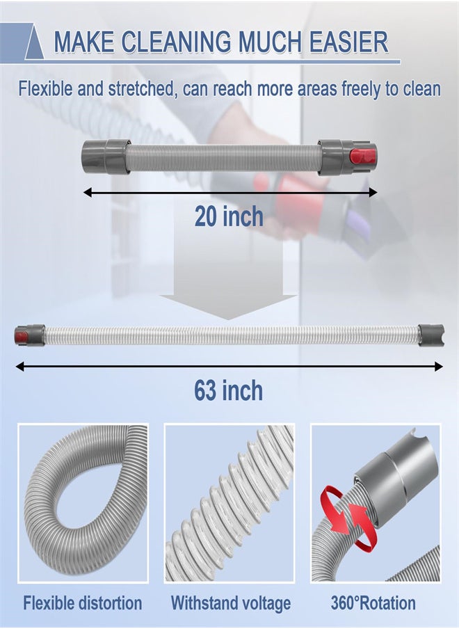 KASTWAVE - Flexible Extension Hose Attachment Dusting Brush for Dyson V7 V8 V10 V11 V15 Outsize Vacuum Cleaner, Soft Dust Removal Brush, Cordless Handheld Vacuum Replacement Parts - Image 1