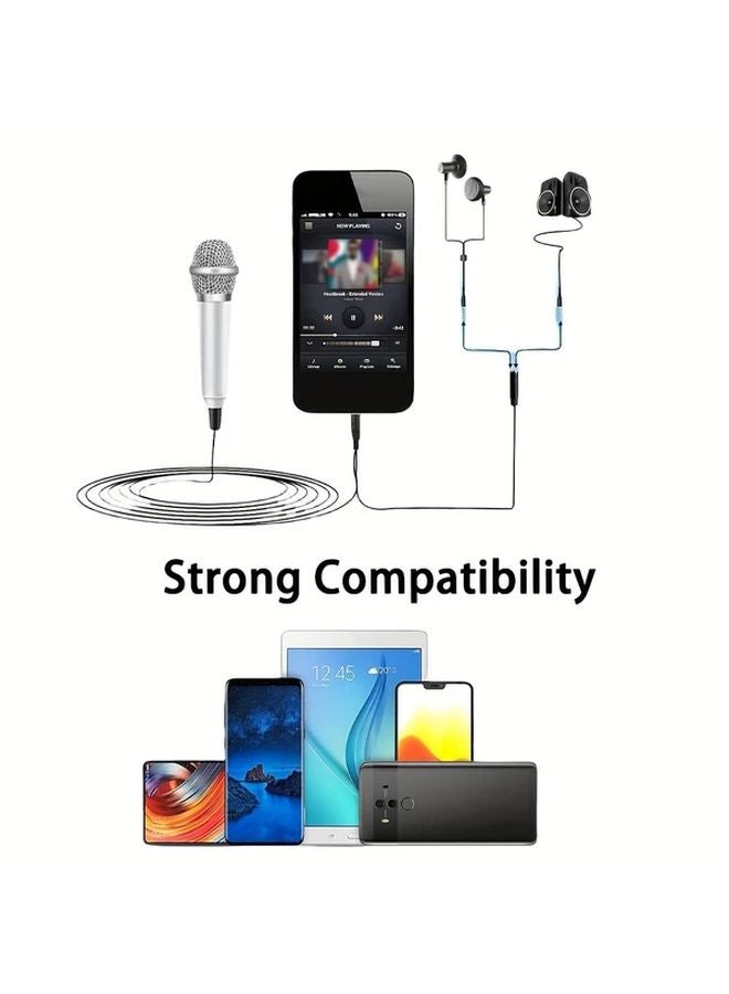 Blue Mini Microphone 3 5mm Jack Portable Recording Mic for Karaoke Gaming Streaming Compatible with Phone Computer Laptop - Image 4