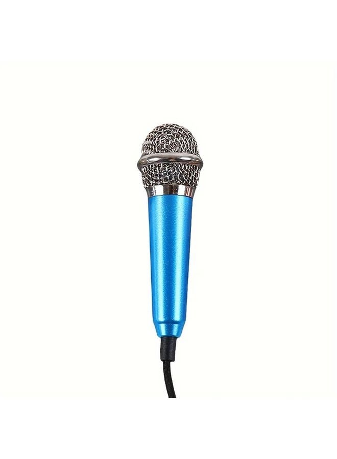 Blue Mini Microphone 3 5mm Jack Portable Recording Mic for Karaoke Gaming Streaming Compatible with Phone Computer Laptop - Image 1
