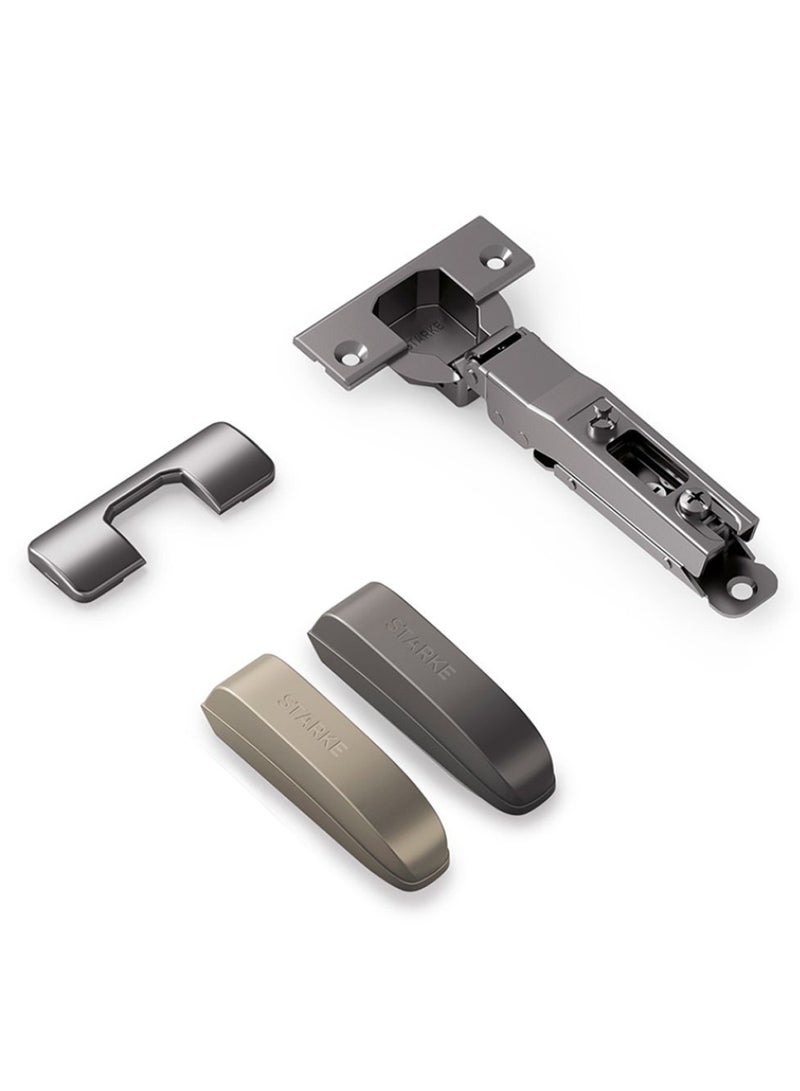 STARKE Pack of 4 Black Electroplated Soft Close Cabinet   Full Overlay Wingless Hinges. 95° Opening Angle, 16-25mm Application, Strong Hydraulic System. Grey Protective Cover & Screws included (4 PCS) - Image 2