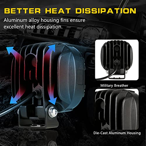 BIGLION.X 4 Inch 160W 18800LM Round LED Offroad Lights Driving Spotlights Fog Light Super Bright Bumper Off Road Driving Light with Wiring Harness IP68 for Pickup Trucks SUV ATV UTV - Image 5