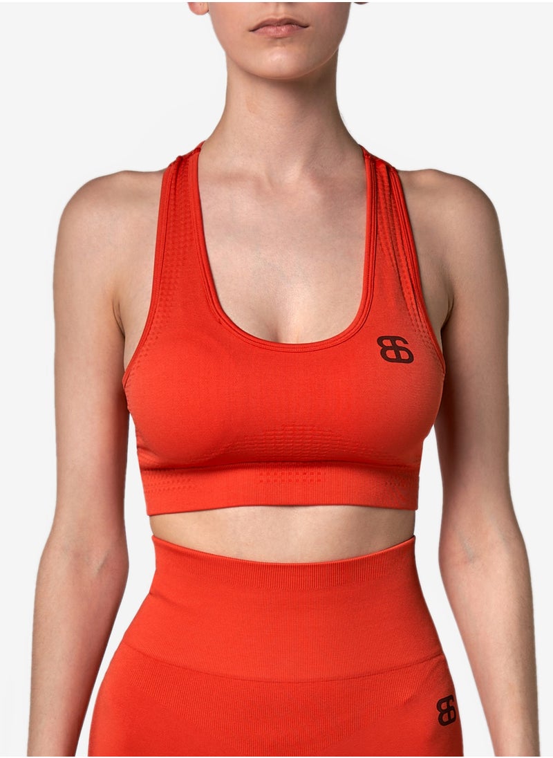 Bernessi Women’s High Support Sports Bra Comfortable Ladies Bra Top for Fitness Yoga Workout Gym Running Exercise Dance Athletic Red Tangerine  - Image 3